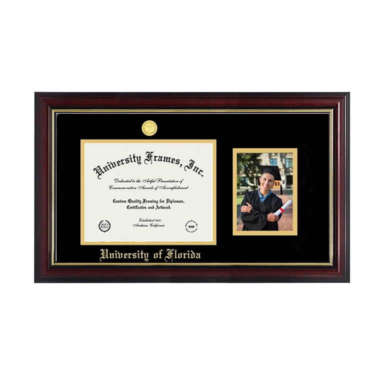 Wooden Diploma Frame Burgundy Graduation Certificate Frames For 8.5*11 A4 11*14 Diploma And 4*6