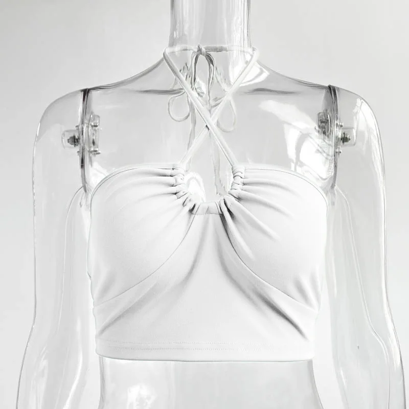Canotta Crop Top In Rete Con Collo Alto E Pizzo Floreale – Estate 2024, Vestibilità Aderente, Donna