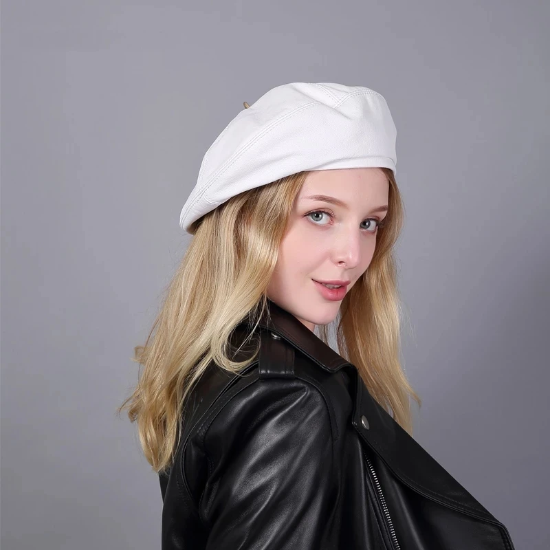 Leather Beret Hat - French Style for Women display picture 1