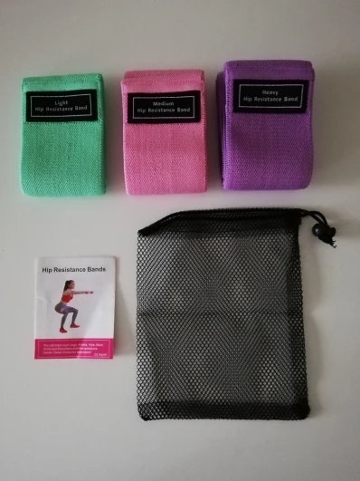 Wholesale Custom Logo Booty Resistance Workout Bands Exercise Hip Fabric Latex Bands Strip Type Fitness Bands Cotton Bags details