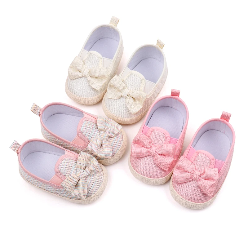 New Arriving Spring and Autumn Unlaced Bow Soft Soled Baby Toddler Shoes for Girls