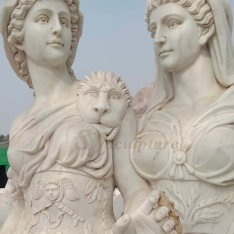 古典的な戦闘機の彫刻ギリシャの女性等身大の兵士の戦士の彫像公園の