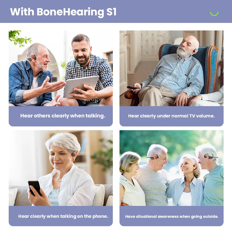 ALOVA Open Ear Bluetooth Wireless Headphone Earphone Bone Conduction Hearing Aids Headphone for Hearing Impaired