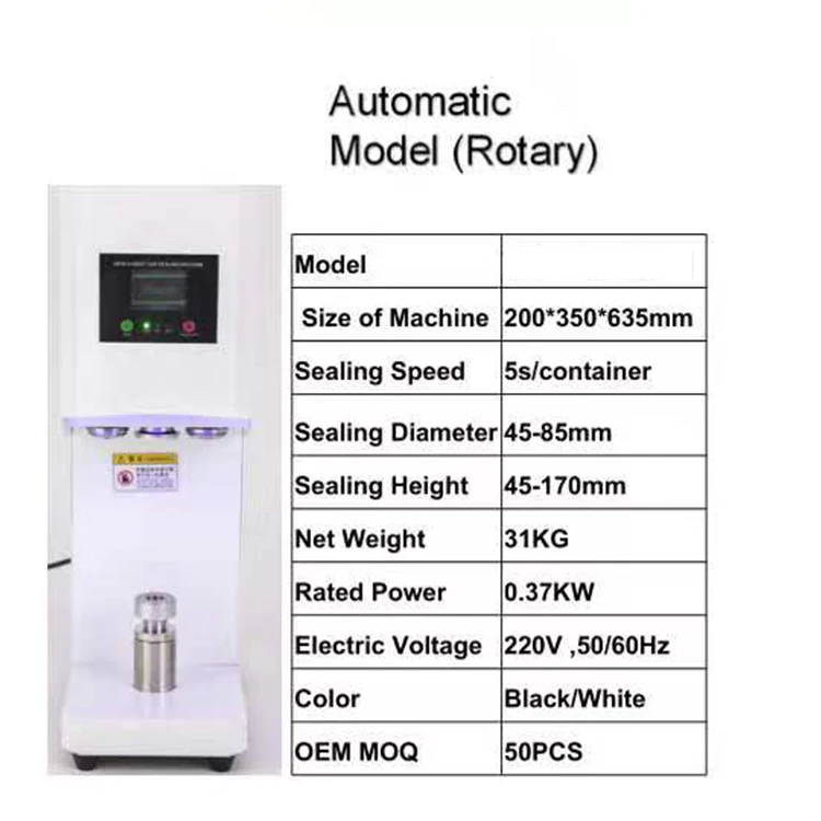 Manual Full Automatic Plastic PET Can Sealing Machine Pet Can Sealer Sealing Machine for Plastic Jar