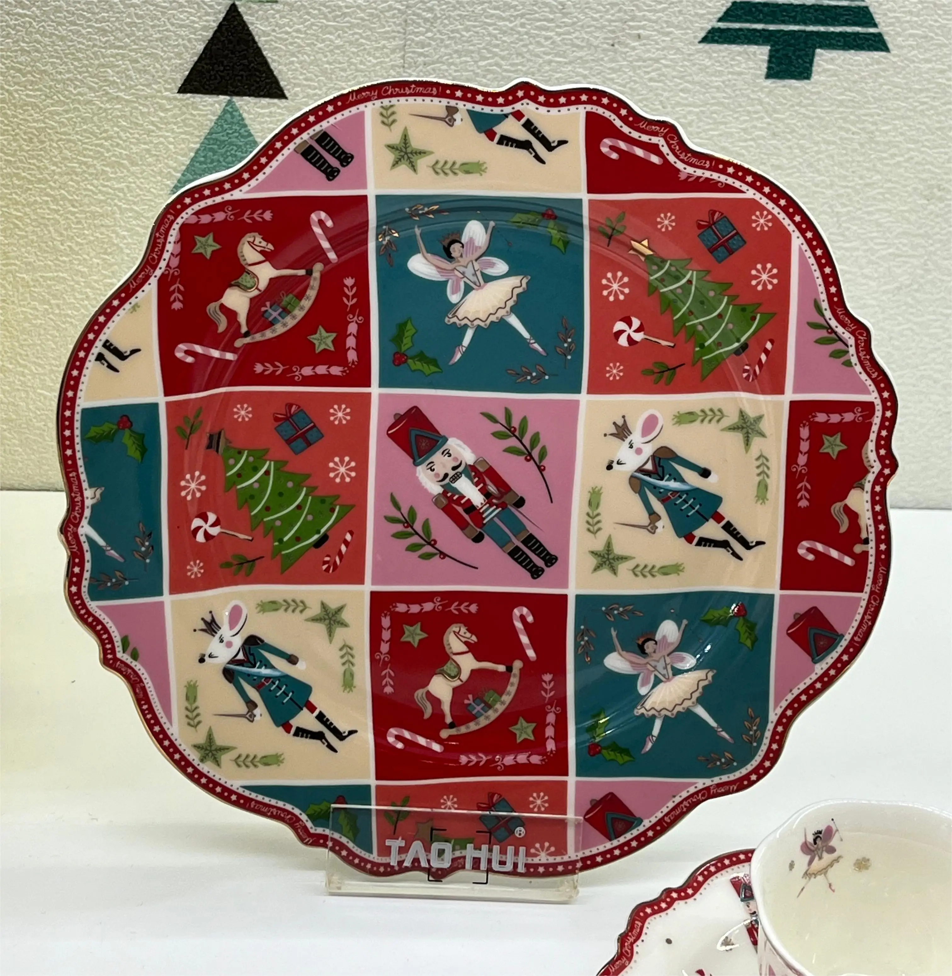 Christmas Tree 10.5inch 7.5inch Dinner Plates, Ceramic Christmas Plates, Dinner, Dessert, Salad, Pasta and Appetizer Plates details