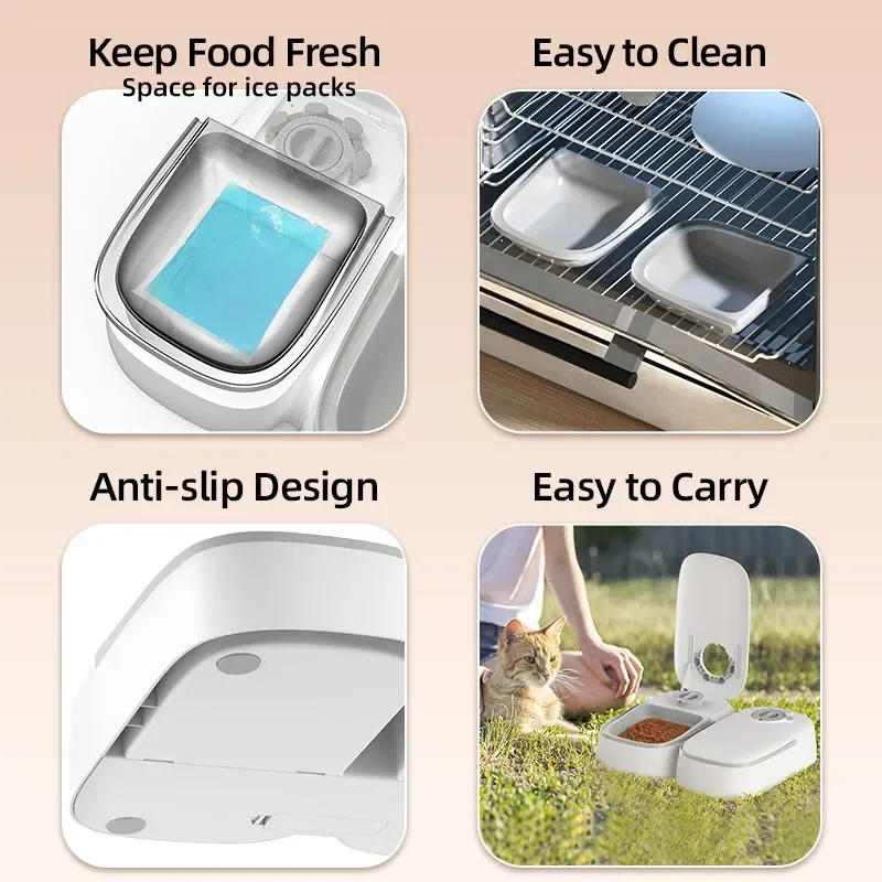 2 Meals Timed Automatic Dog Feeder Dual Bowls Smart Cat Food Dispenser Wet Dry Pet Food Dispenser Pet Feeder Cat Accessories - Image 6