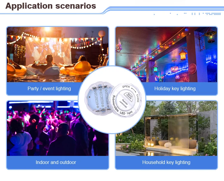 product submersible led light waterproof ip68 rgb underwater pool light with rf remote 13 bead suction cup battery operated shower light-44