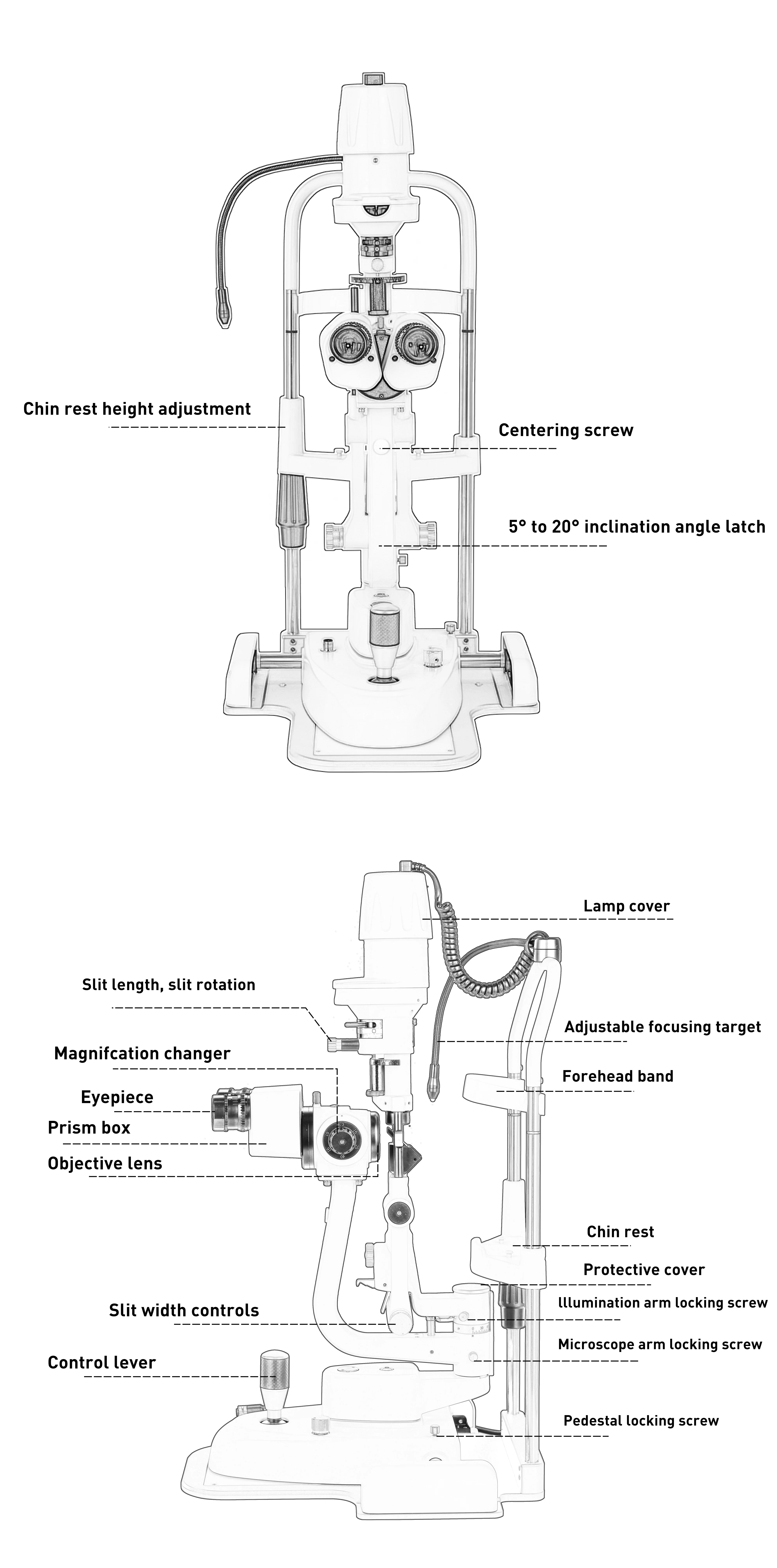 Hot-sale LS-5x Offers 5 Step Magnification From 6X to 40X Adjustable Slit Width Ergonomic Design Ophthalmology Slit Lamp