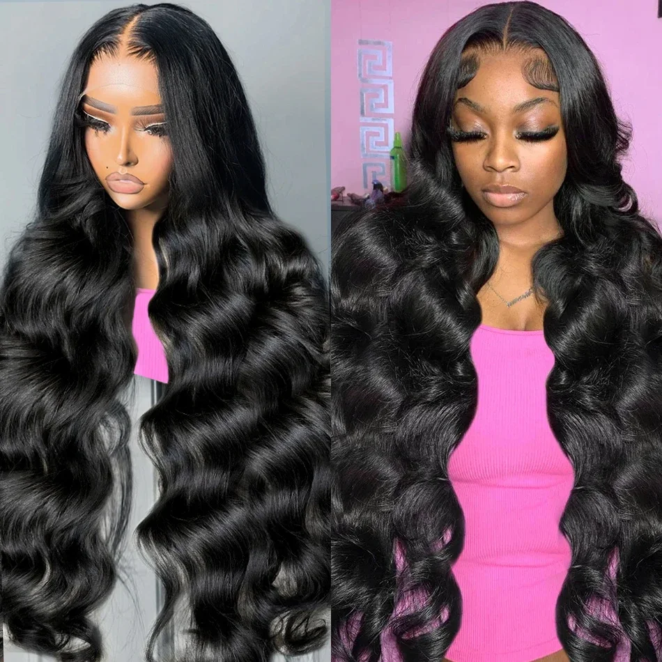Nachtclub Body Wave Transparent Lace Frontal Echthaarperücke 250 Dichte 30 Zoll Wasserwelle Lace Front Perücken für Frauen_voghion.com