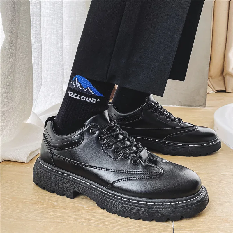 New Fashion Casual Shoes Men's Casual Work Shoes British Style Retro ...