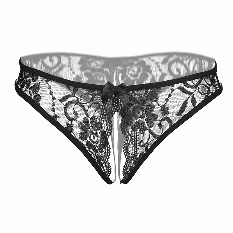 Mutandine Donna Aperte In Pizzo Con Fiocco - Perizoma Sexy Trasparente Taglie S/M/L - Foto 4