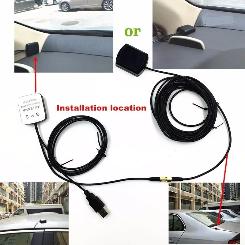 Vecys Antenne GPS Fakra Coudée 1575.42 MHz – Base Magnétique 3m, Adaptateur Fakra Bleu Pour Navigation Voiture, DVR, Récepteur GPS Auto