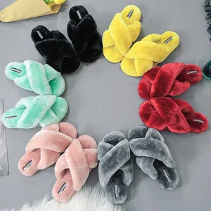 BUSY GIRL OB01 Cross-body Fur slippers for Women  Autumn Large Size Oxford Sole Comfortable Sheepskin Wool Warm Cotton slippers