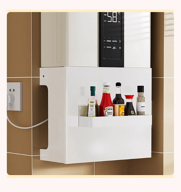 Gas Water Heater Pipe Cover White Kitchen Wall Mounted Decorative Shelf