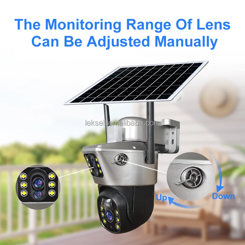 4G V380 15MP ソーラー防犯カメラ V380 Dual Lens 4G Camera Solar PIR Human Detection Night