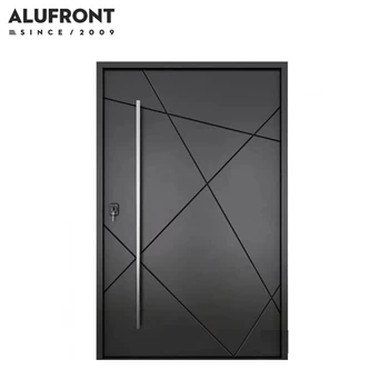 ALUFRONT Anti-Theft Security Aluminum Entrance Door for Villa & Residential Pivot Entry with Fixed Glass Sidelite for Apartments