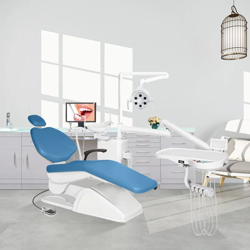 New Comprehensive Dental Chair Machine with Electric Power Source Featuring Plastic Goobed Bed Oral Dental Table with Turbine