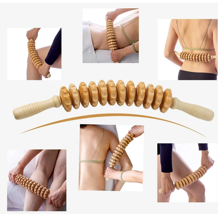 Curved Wooden Massage Roller Wooden Roller For Back Pain Relief Muscle