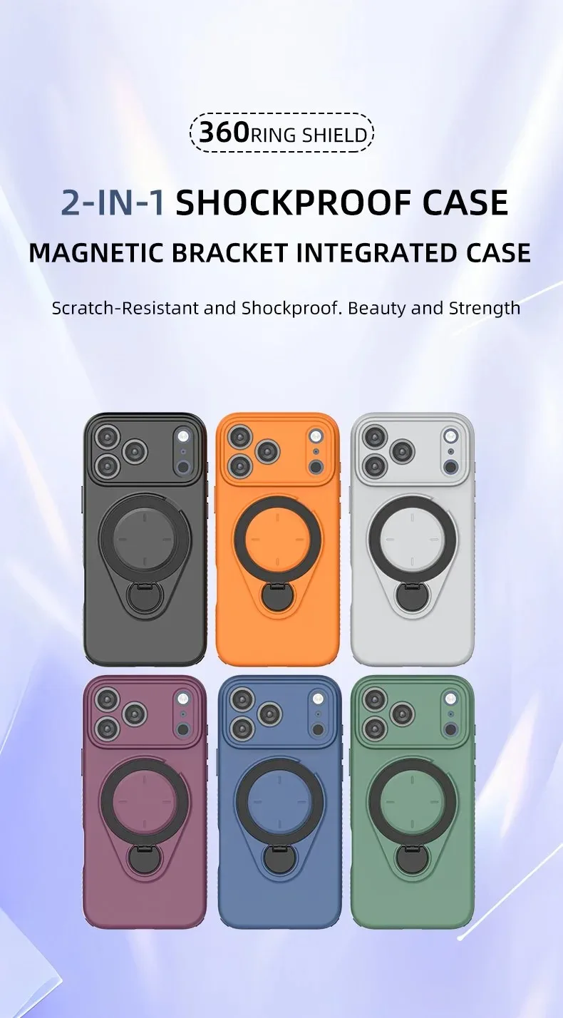 product for iphone 17 pro max kickstand case drop proof  shockproof tpu phone cover support magnetic car mount multiple colors-3