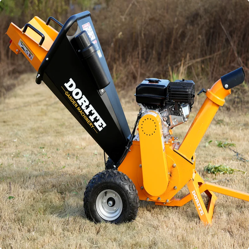 7HP Gasoline Engine Tree Branch Leaf Wood Chipper Shredder Double Sides Blades Crusher Wood Chipping Machine