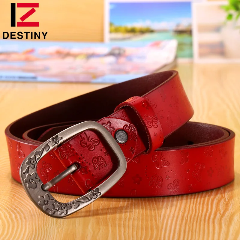 Embossing butterfly Famous Designer Genuine Leather Fashion Ladies Girls Womens Belts