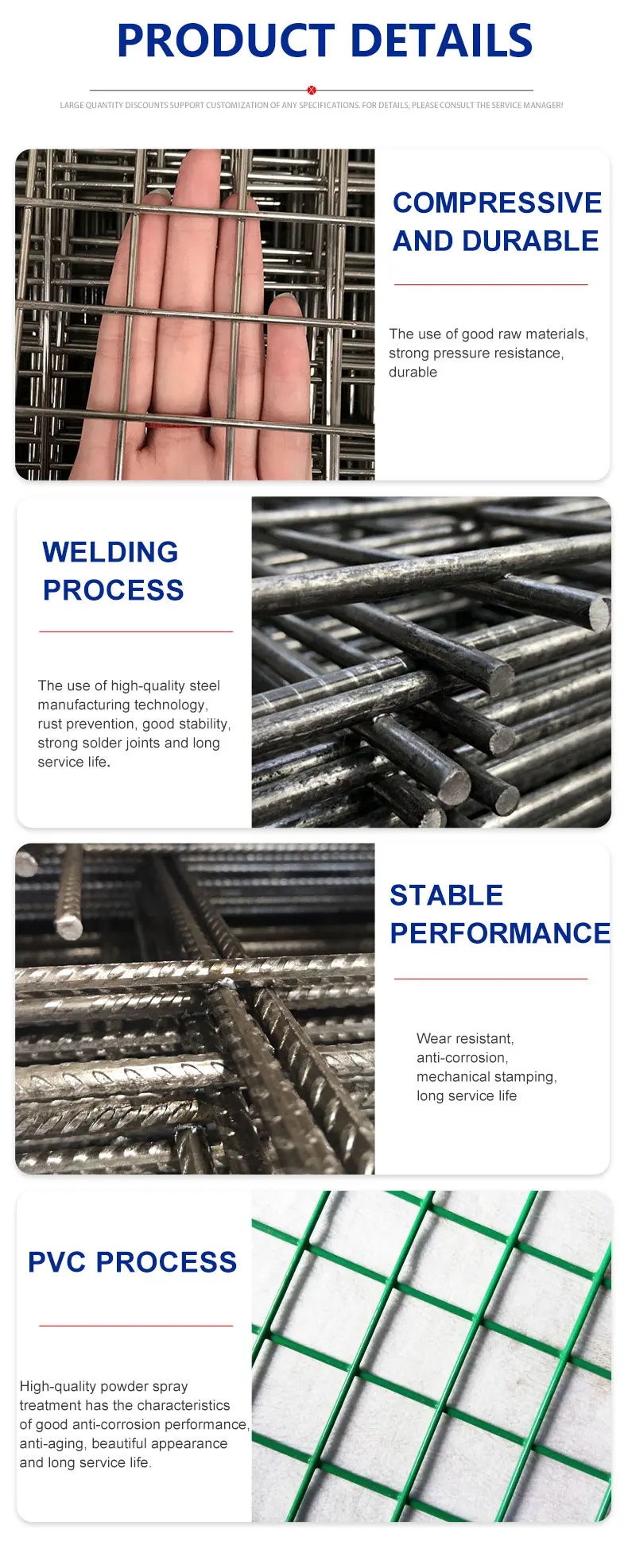 6mm 8mm Stainless Steel Welded Wire Mesh Panel Hot Dipped Galvanized