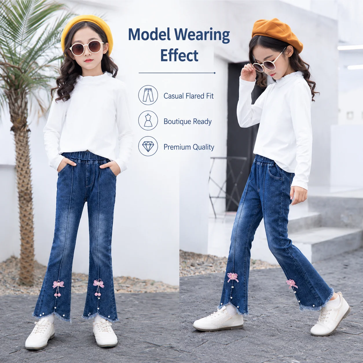 Hot Selling Girls Autumn Casual Print Baby Jeans Little Children Women's Jeans
