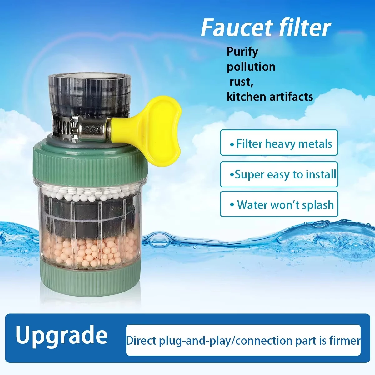 360° Purifier Kitchen Tap Filtration Activated Carbon Removes Chlorine Fluoride Heavy Metals Hard Water for Home Kitchen