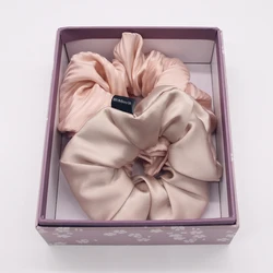 Woman hair accessories oversize silk scrunchies silk fabric for scrunchie in box
