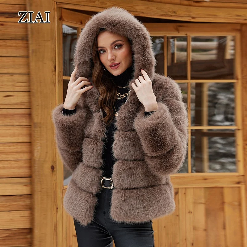 Warm and Stylish: ZIAI Fake Fur Coat for Winter Women
