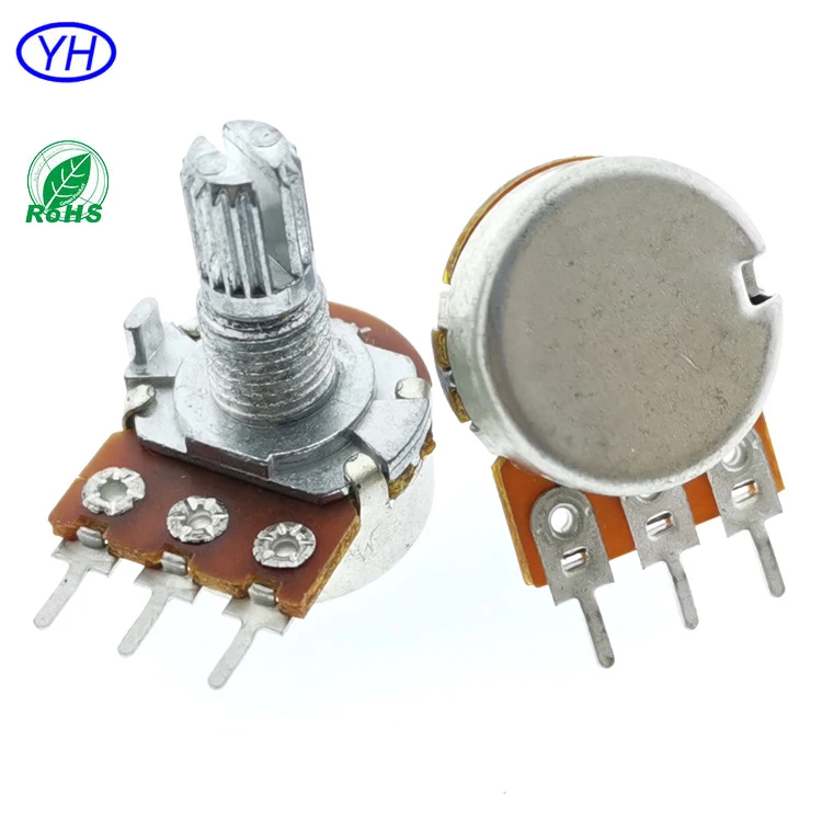 Factory single gang WH148 3 pin volume control 10k 50k 100k linear Carbon film 16mm rotary potentiometer potenciometro