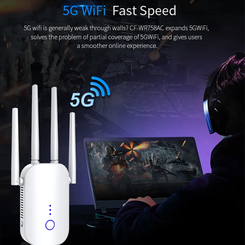По индивидуальному заказу 1200 Мбит/с Dual Band 2 4 ГГц и 5 8 Гц расширитель Wi-Fi Дальность беспроводной повторитель сигнала маршрутизатор с * 3dBi