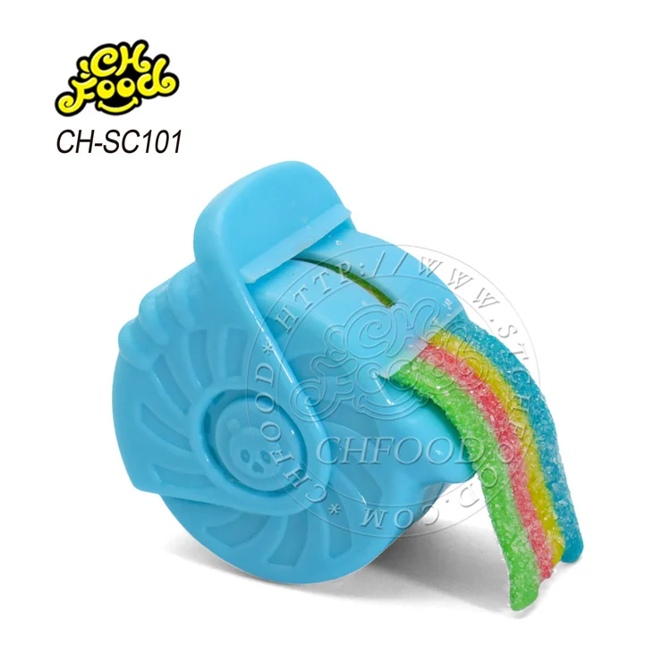 Custom Halal Sugar-coated Colorful Fruity Sour Roll Belt Gummy Jelly Candy Sweets Soft Chewy Candy Toys Snack