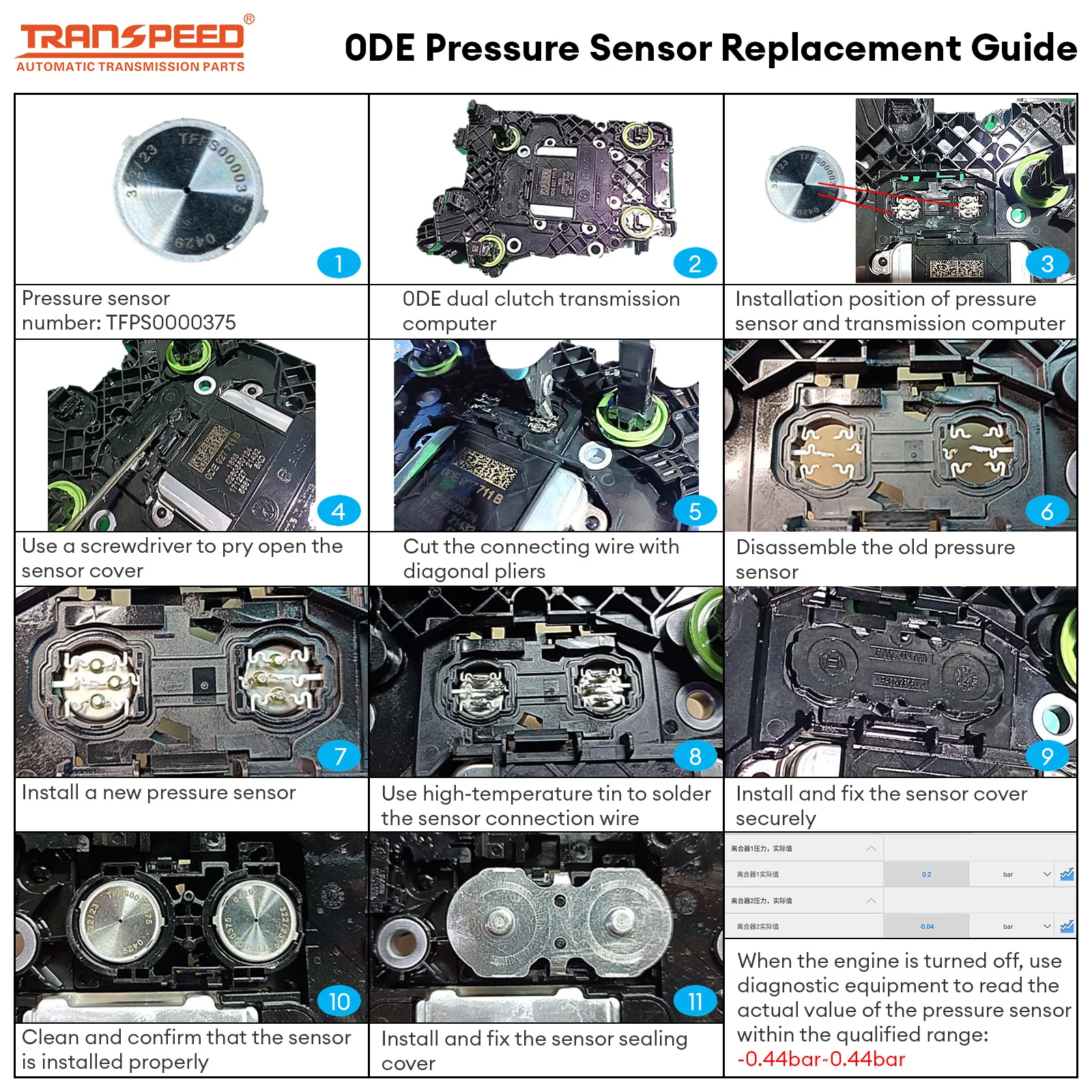 0DE DQ500 DQ380 DQ381 TCU Transmission Control Unit Pressure