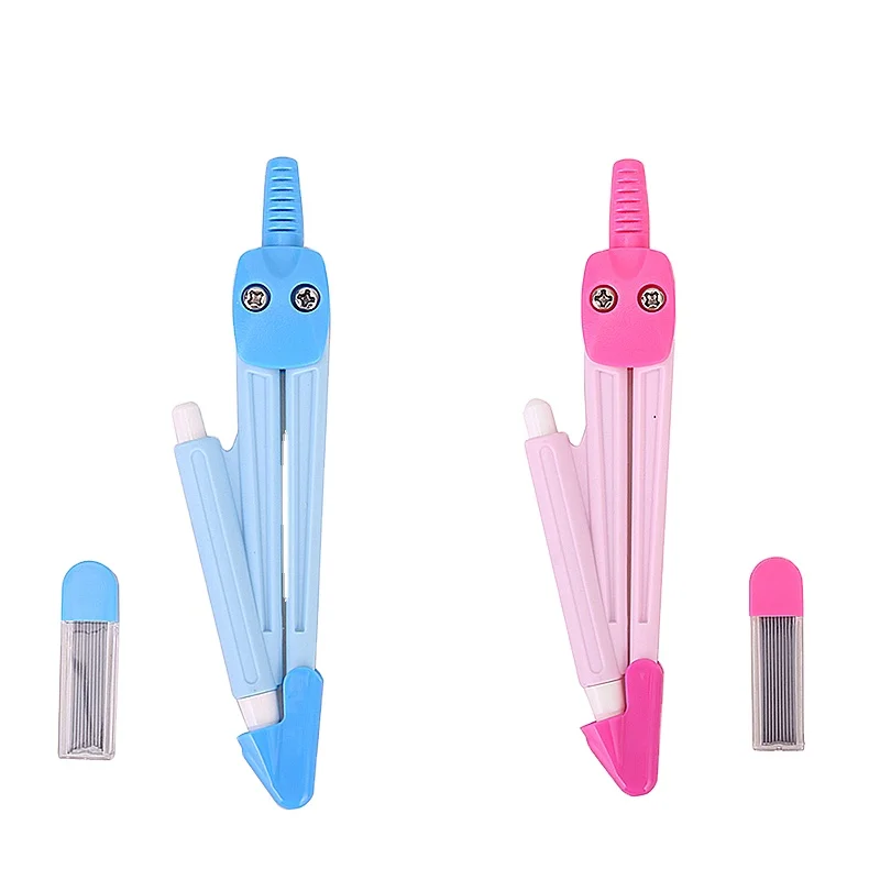 Deli E8622 школьный компас пластиковый с карандашом розовый синий канцелярские принадлежности