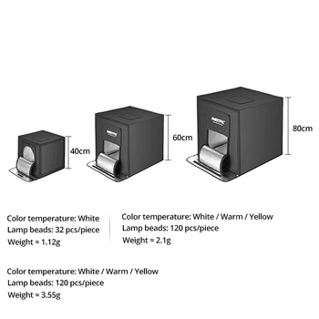 AMBITFUL 60cm LED Photo Studio LightBox Adjustable Brightness Led Photo Box With 5 Color Background Paper detail image