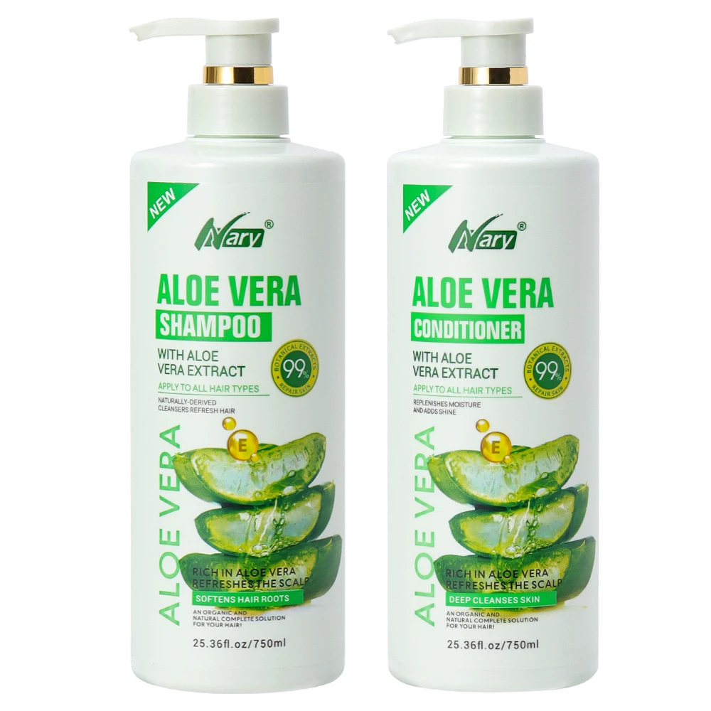 Nary Natural Organic Herbal Aloe Vera Shampoo and Conditioner 750ml Repair  Moisturizing Hair Care Set Wholesale Custom