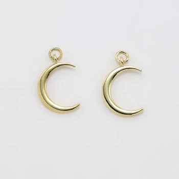 Moon Real 14K Gold Plated Zinc Alloy Charms for Bracelet Making DIY Jewelry Making 16*23mm