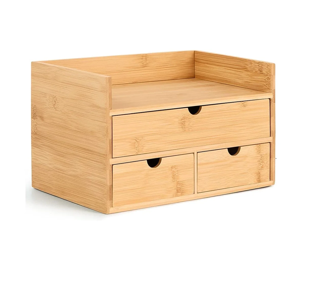3tier Natural Bamboo Desk Drawer Organizer Tabletop Storage