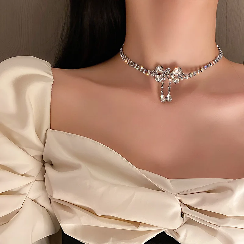 Crystal Butterfly Pendant Necklace