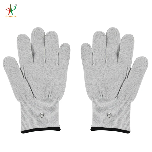 EMS Digital Therapy Machine Kit Silver Fiber Conductive Massage Gloves for Body Use Tens Unit for Pain Relief Muscle Recovery