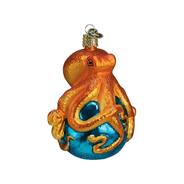 Hand blown glass sea life ocean beach beachfront octopus xmas christmas tree hanging bauble decor ornament for home living room