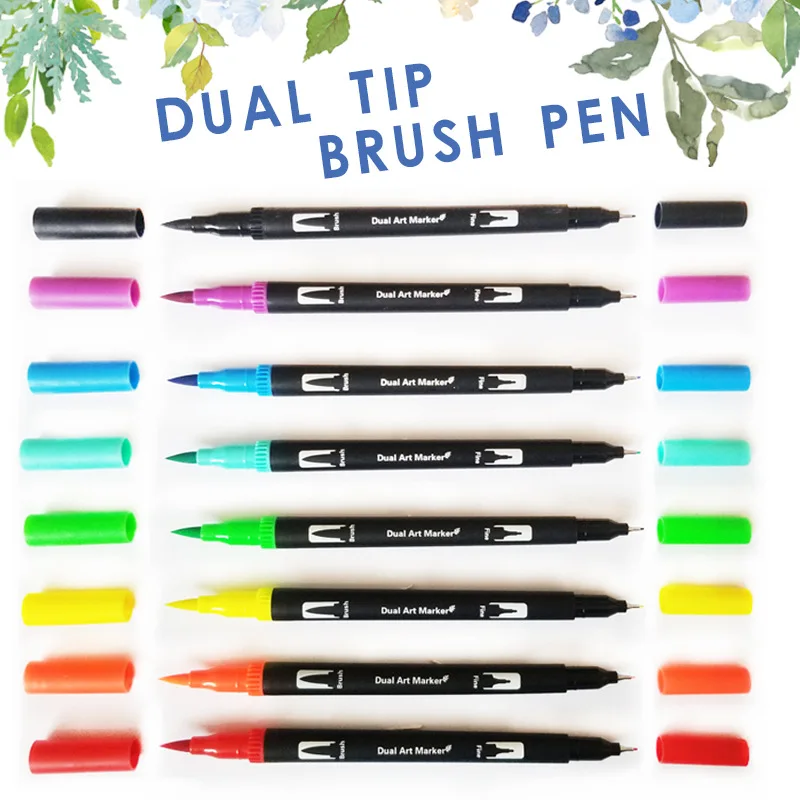 36-Piece Dual Tip Brush Pen Set - Soft Fine Art Markers For Drawing & Watercolor