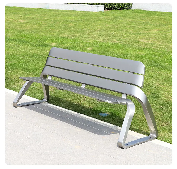 Outdoor Modern Stainless Steel Benches Outdoor Park Garden Patio Wooden 