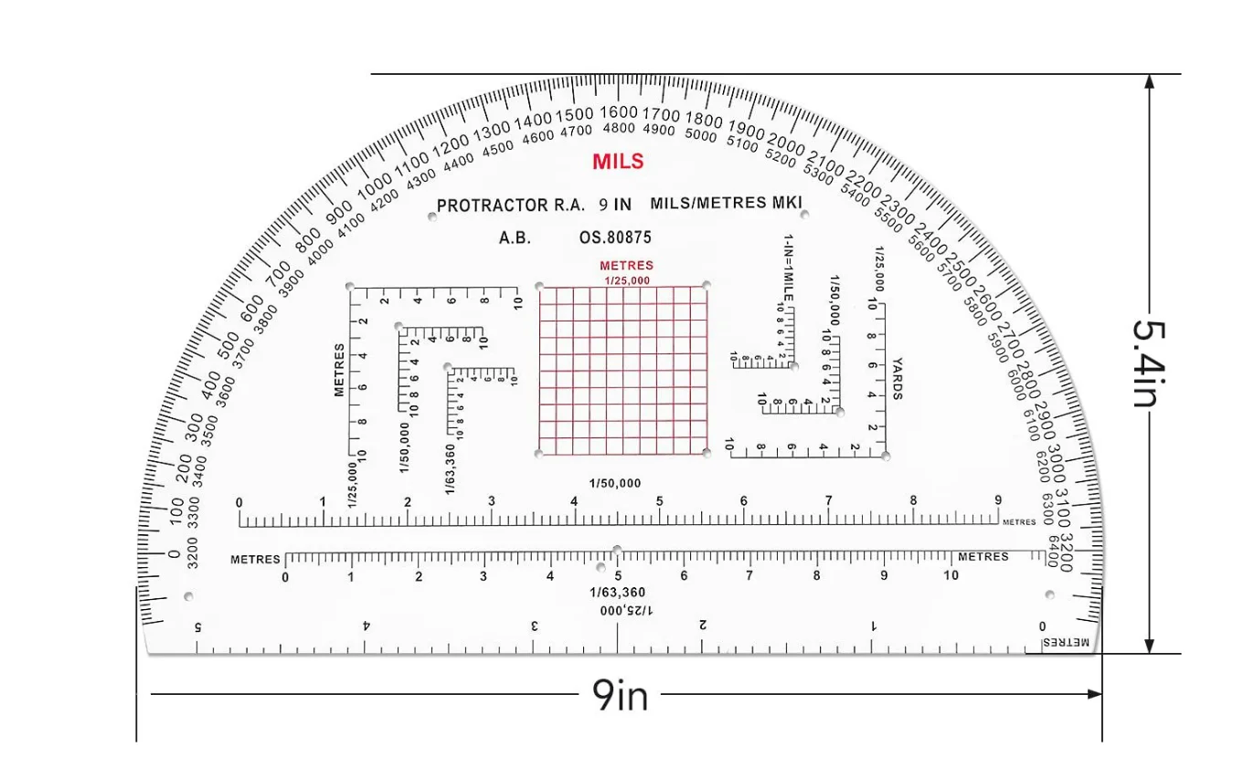 Transparent Study Training Map Reading Protractor MK14V6