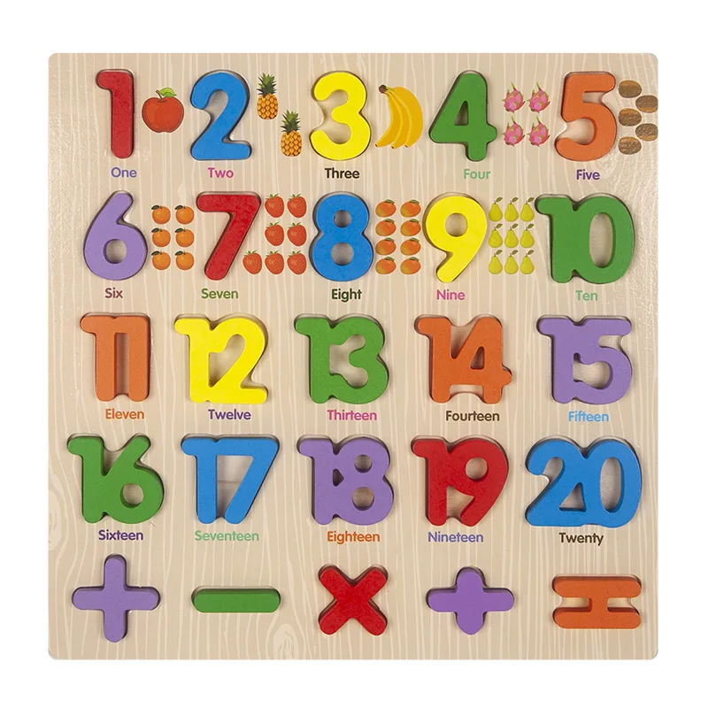 Bébé enfants Montessori en bois 3D lettre numéro Puzzle jouets bricolage 