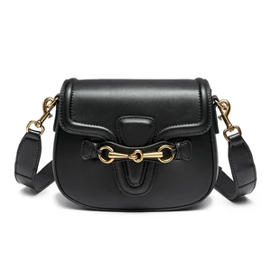 Wholesale Black PU Leather Women Fashion Crossbody Pack Shoulder Messenger Saddle Bag