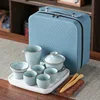Ru kiln blue tea set E