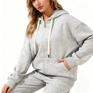 Unisex Gray Zip-up Sweatshirt-Casual Hip Hop Anti-Wrinkle Anti-Pilling Cotton Blend Daily Pullover