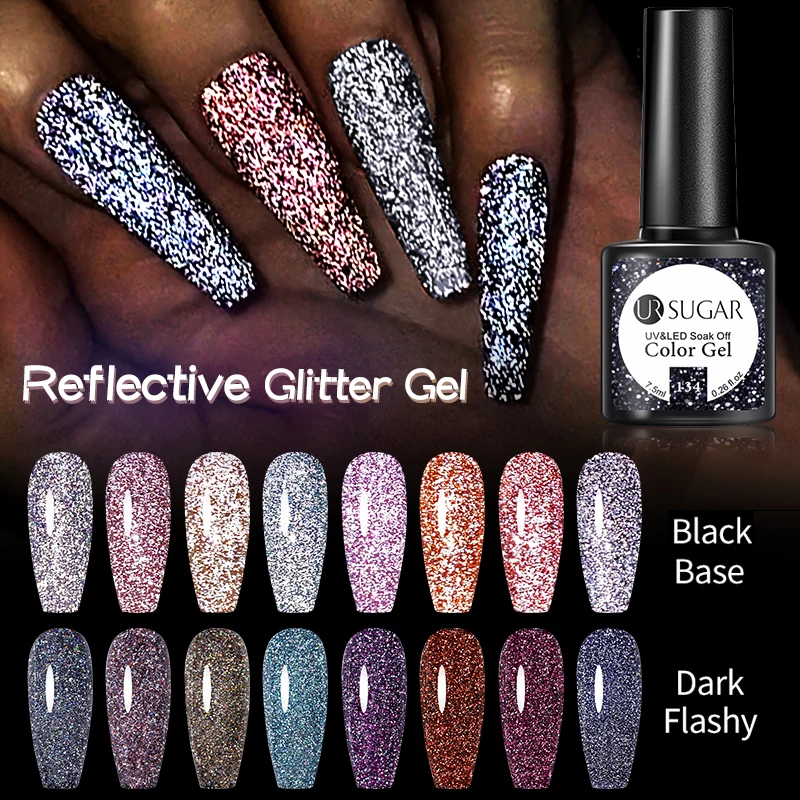  UR SUGAR Reflective Glitter Gel Polish Black Sparkly